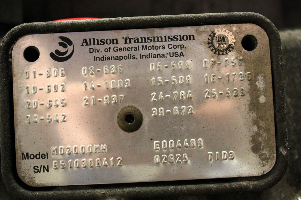 USED ALLISON TRANSMISSION MD3000MH FOR SALE BUS/MOTORHOME/TRUCK RV Chassis Parts 