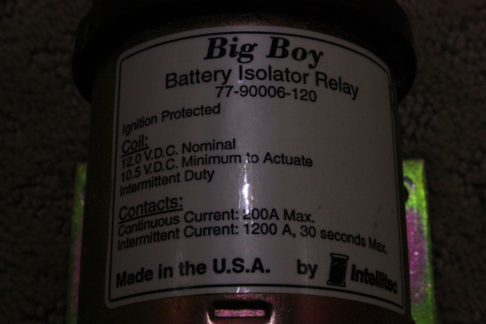 USED INTELLITEC BIG BOY BATTERY ISOLATOR RELAY 77-90006-120 FOR SALE RV Chassis Parts 