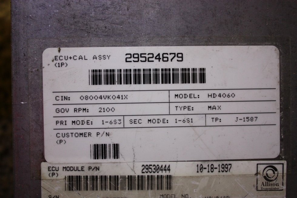USED ALLISON TRANSMISSION ECU 29530444 MOTORHOME PARTS FOR SALE RV Chassis Parts 
