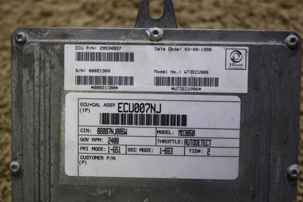 USED RV ALLISON TRANSMISSION ECU 29534937 FOR SALE RV Chassis Parts 