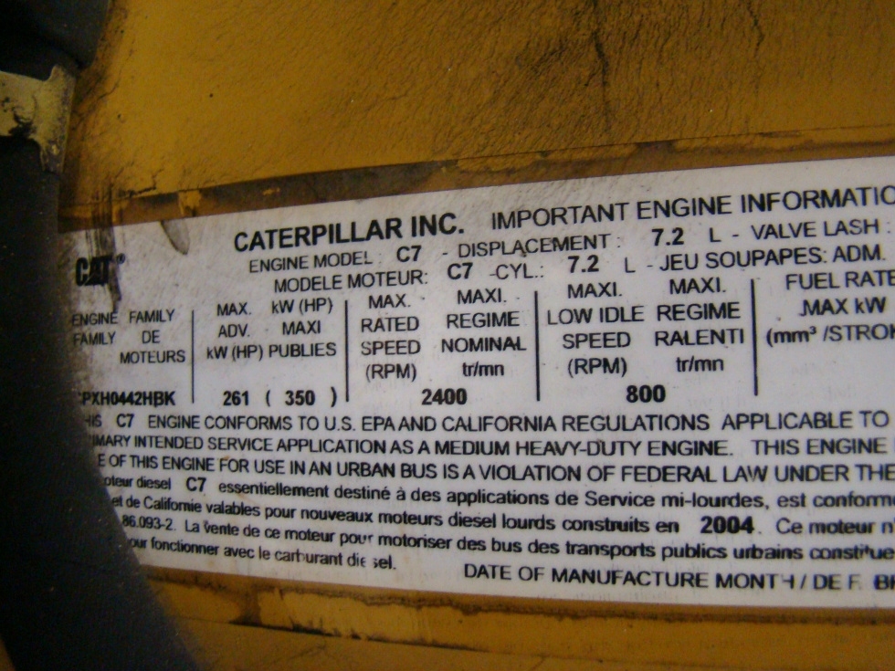 USED CATERPILLAR C7 ACERT ENGINES FOR SALE | KAL ENGINE FOR SALE 2004 7.2L RV Chassis Parts 