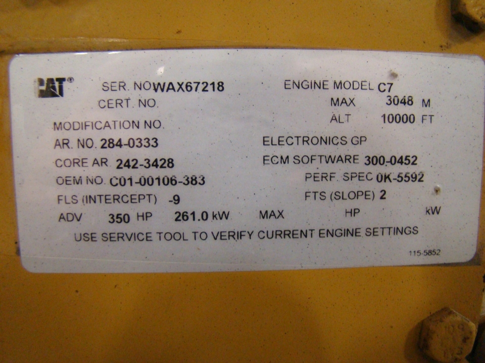 USED CATERPILLAR C7 ACERT ENGINES FOR SALE | WAX ENGINE FOR SALE 2006 7.2L RV Chassis Parts 