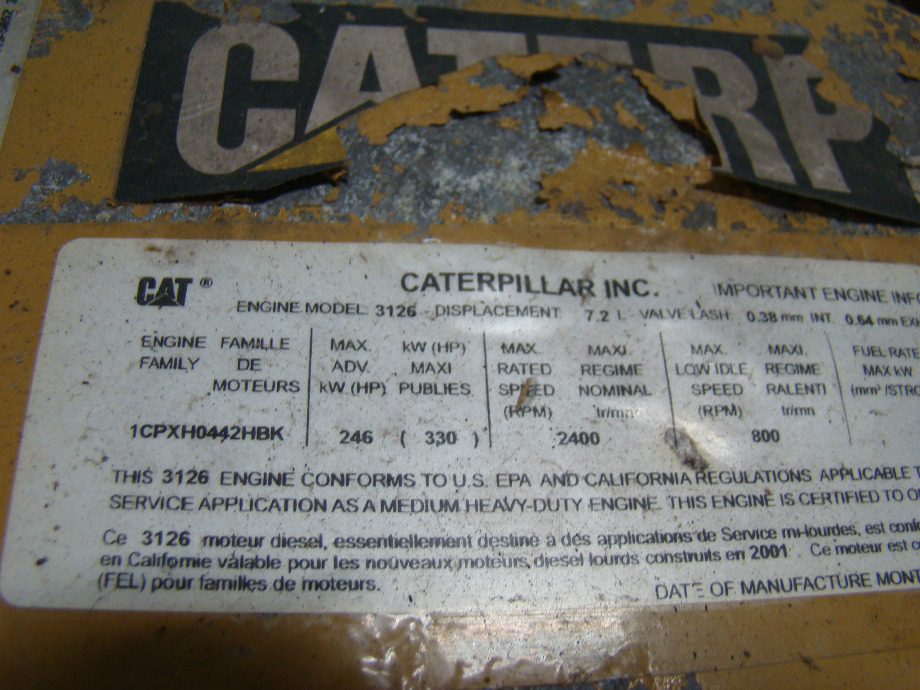 USED CATERPILLAR 3126 ENGINES FOR SALE | CAT 3126 7.2L YEAR 2001 330HP FOR SALE RV Chassis Parts 