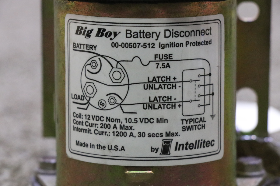 USED 00-00507-512 INTELLITEC BIG BOY BATTERY DISCONNECT RV/MOTORHOME PARTS FOR SALE RV Chassis Parts 