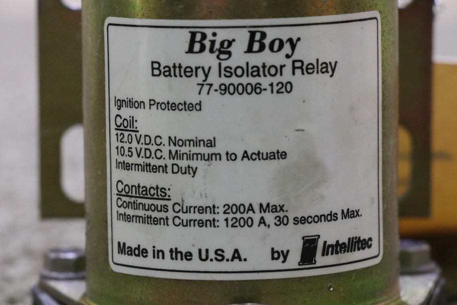 USED 77-90006-120 INTELLITEC BIG BOY BATTERY ISOLATOR RELAY RV/MOTORHOME PARTS FOR SALE RV Chassis Parts 