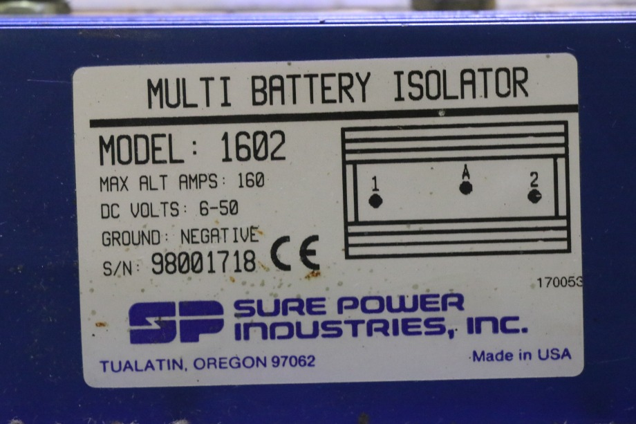 USED MOTORHOME SURE POWER 1602 MULTI BATTERY ISOLATOR FOR SALE RV Chassis Parts 