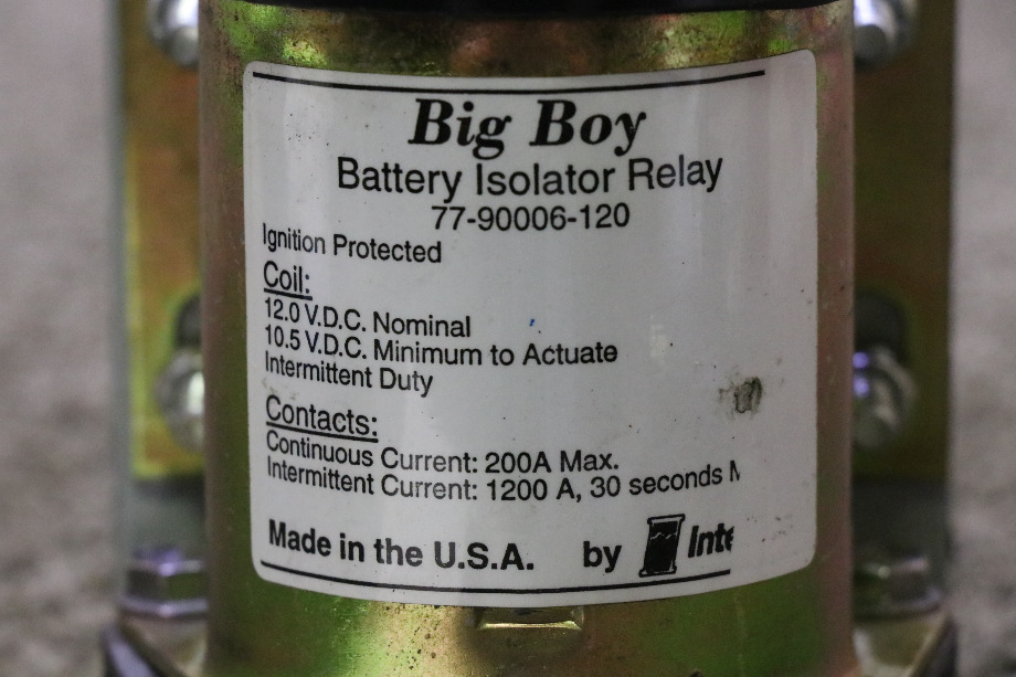 USED BIG BOY 77-90006-120 BATTERY ISOLATOR RELAY MOTORHOME PARTS FOR SALE RV Chassis Parts 
