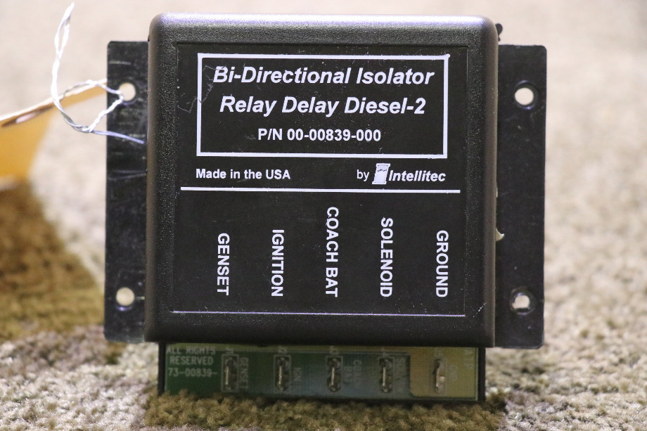 USED 00-00839-000 INTELLITEC BI-DIRECTIONAL ISOLATOR RELAY DELAY DIESEL - 2 RV PARTS FOR SALE RV Chassis Parts 