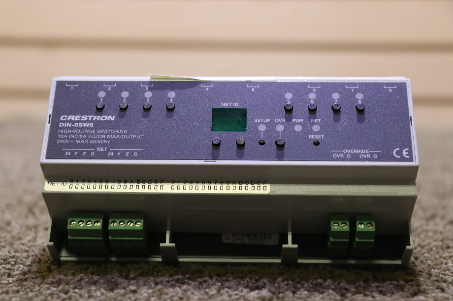 USED RV/MOTORHOME CRESTRON HIGH-VOLTAGE SWITCHING MODULE DIN-8SW8 FOR SALE RV Chassis Parts 