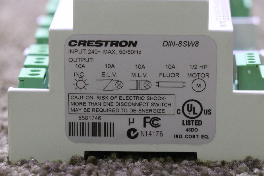 USED CRESTRON DIN-8SW8 HIGH-VOLTAGE SWITCHING MODULE MOTORHOME PARTS FOR SALE RV Chassis Parts 