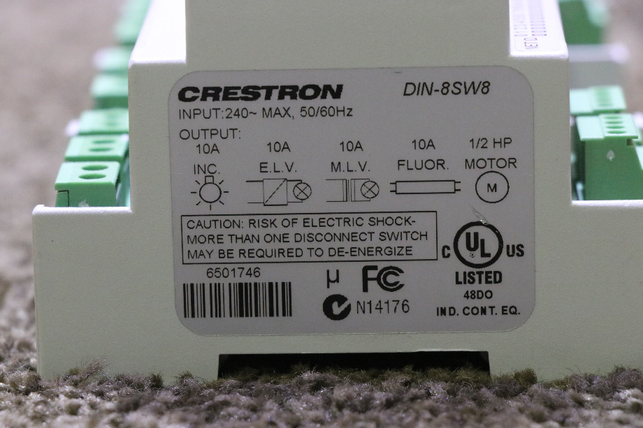 USED CRESTRON HIGH-VOLTAGE SWITCHING MODULE DIN-8SW8 RV/MOTORHOME PARTS FOR SALE RV Chassis Parts 