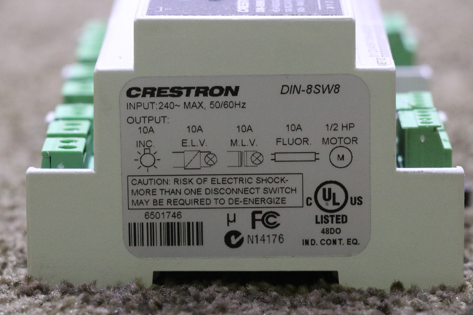 USED MOTORHOME CRESTRON DIN-8SW8 HIGH-VOLTAGE SWITCHING MODULE FOR SALE RV Chassis Parts 