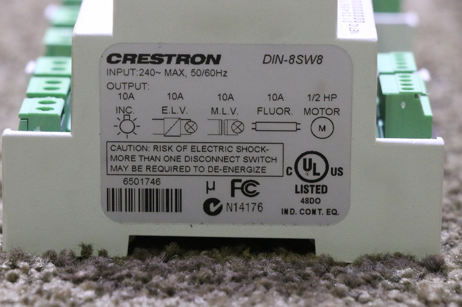 USED RV/MOTORHOME CRESTRON HIGH-VOLTAGE SWITCHING MODULE DIN-8SW8 FOR SALE RV Chassis Parts 