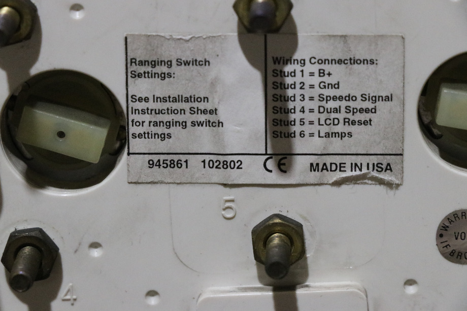 USED SPEEDOMETER DASH GAUGE 945861 RV/MOTORHOME PARTS FOR SALE RV Components 