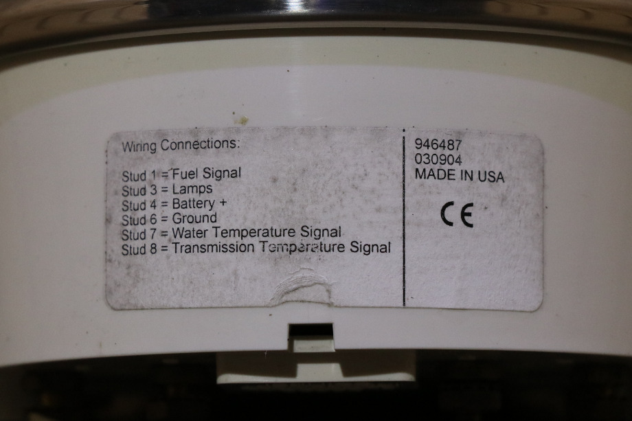 USED 946487 3 IN 1 FUEL / TRANS / WATER DASH GAUGE RV PARTS FOR SALE RV Components 