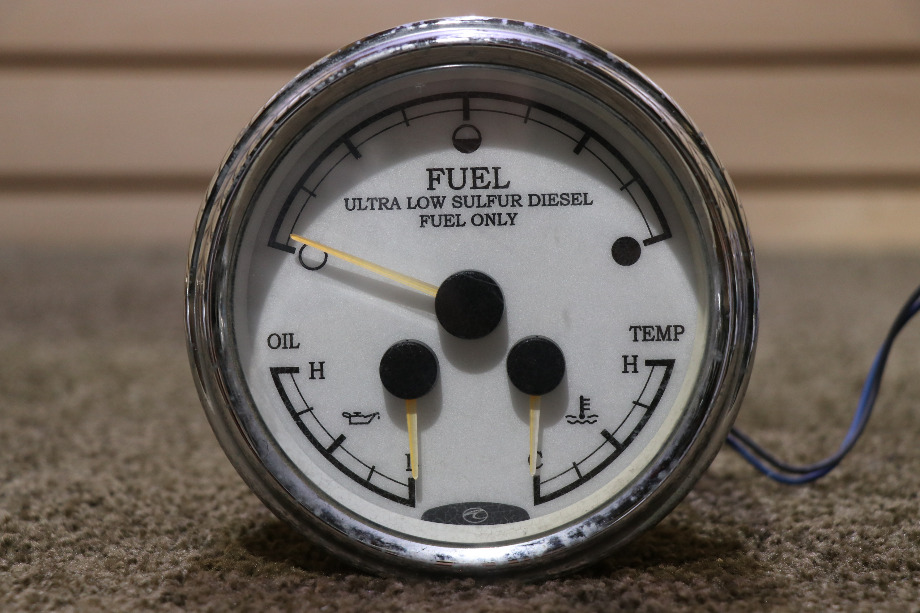 USED 3 IN 1 FUEL / OIL / TEMP 109210-A DASH GAUGE MOTORHOME PARTS FOR SALE RV Components 