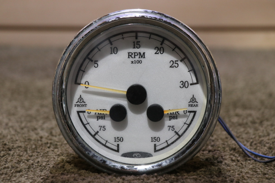USED 3 IN 1 TACH / FRONT / REAR DASH GAUGE RV/MOTORHOME PARTS FOR SALE RV Components 