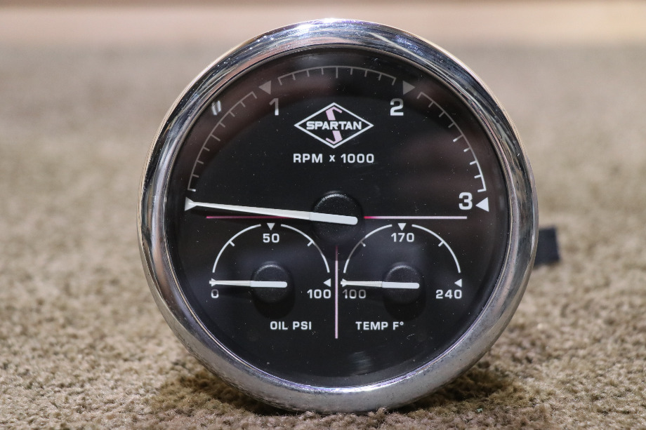 USED SPARTAN 3 IN 1 TACH / OIL / TEMP DASH GAUGE MOTORHOME PARTS FOR SALE RV Components 