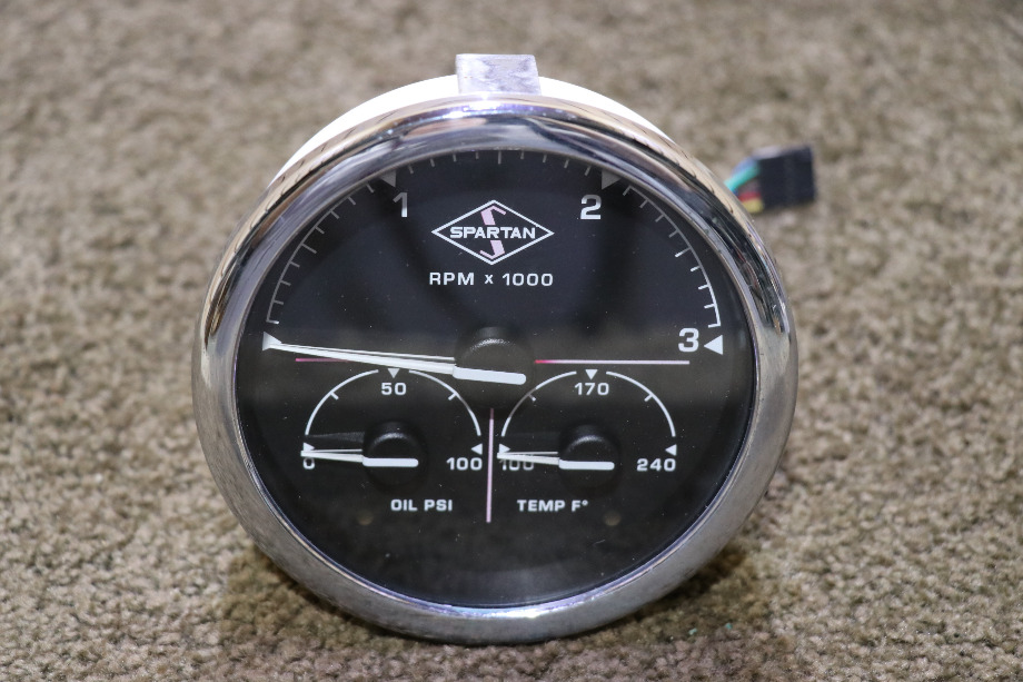 USED SPARTAN 3 IN 1 TACH / OIL / TEMP DASH GAUGE MOTORHOME PARTS FOR SALE RV Components 