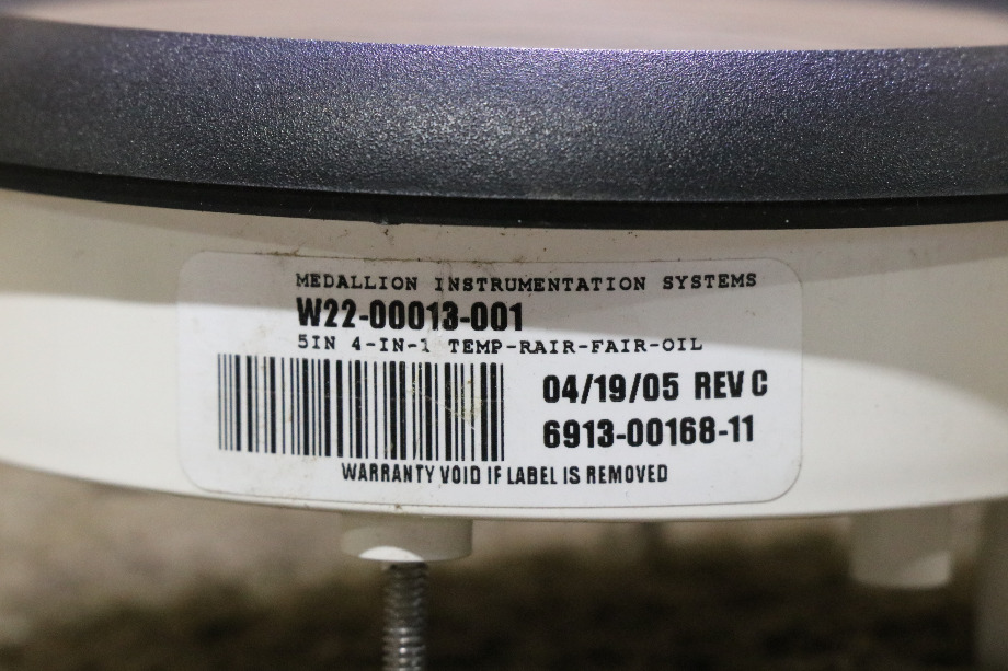 USED 6913-00168-11 4 IN 1 OIL / ENGINE / FRONT AIR / REAR AIR DASH GAUGE RV PARTS FOR SALE RV Components 