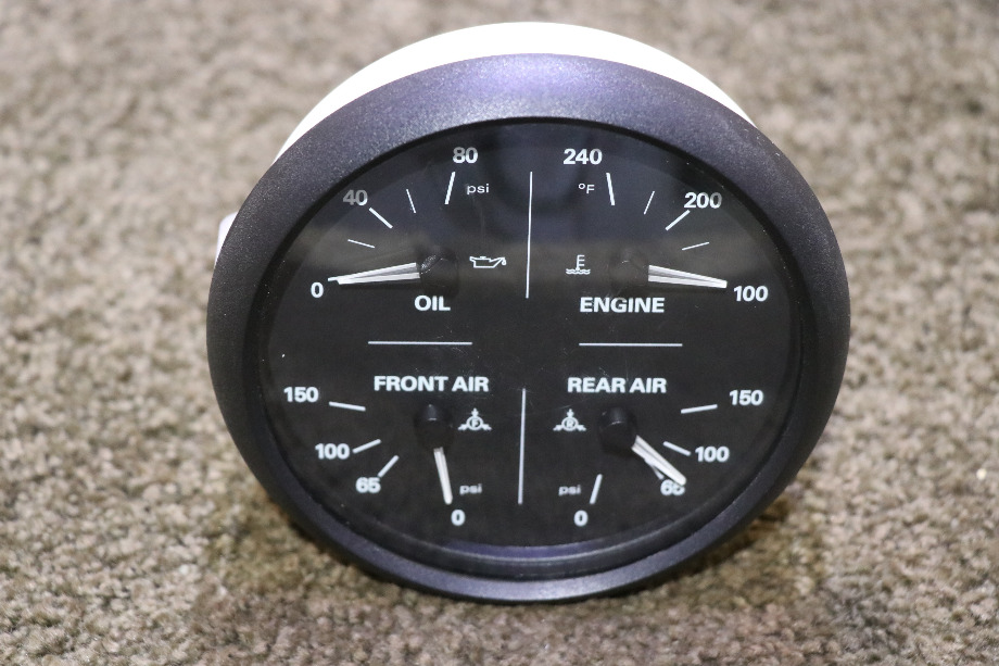 USED 6913-00168-11 4 IN 1 OIL / ENGINE / FRONT AIR / REAR AIR DASH GAUGE RV PARTS FOR SALE RV Components 