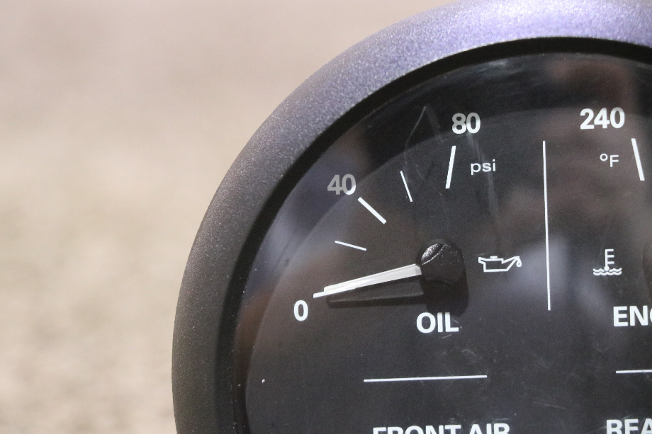USED 6913-00168-11 4 IN 1 OIL / ENGINE / FRONT AIR / REAR AIR DASH GAUGE RV PARTS FOR SALE RV Components 