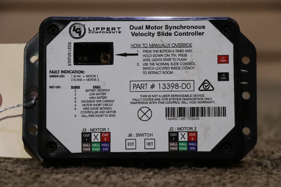 USED RV 13398-D0 DUAL MOTOR SYNCHRONOUS VELOCITY SLIDE CONTROLLER FOR SALE RV Components 