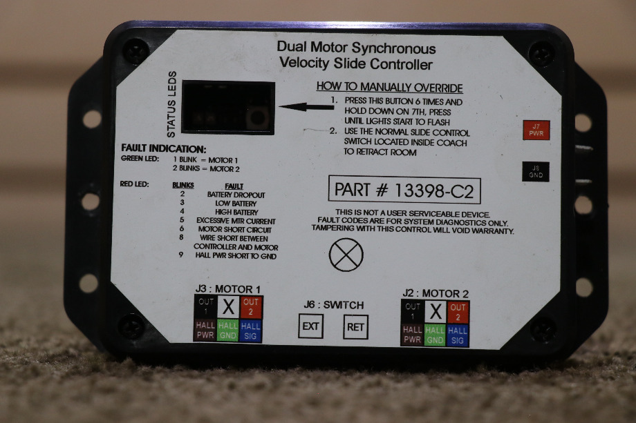 USED 13398-C2 DUAL MOTOR SYNCHRONOUS VELOCITY SLIDE CONTROLLER RV PARTS FOR SALE RV Components 