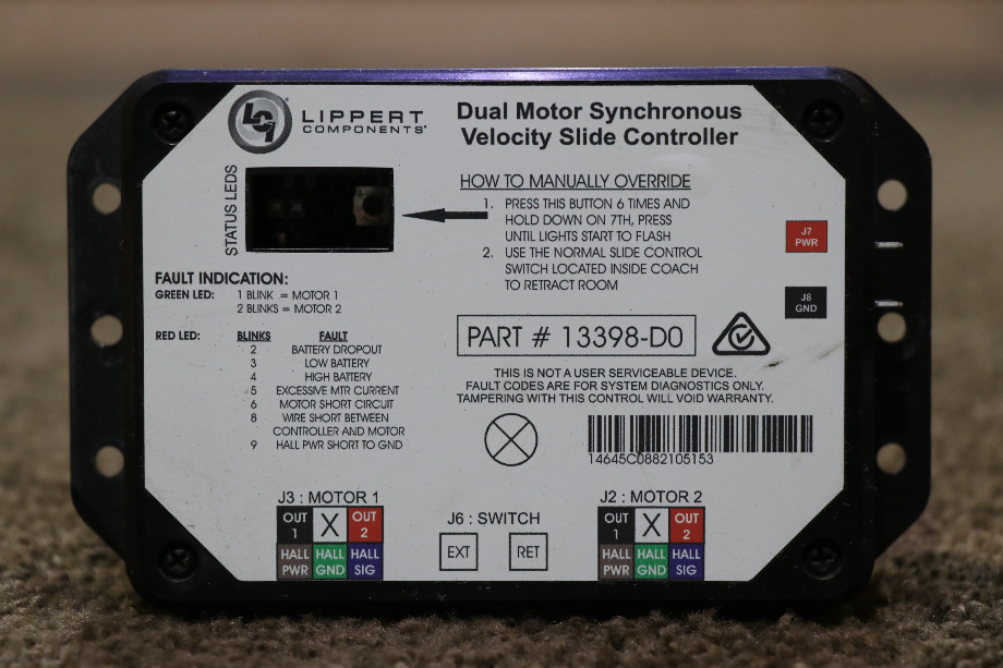 USED LIPPERT 13398-D0 DUAL MOTOR SYNCHRONOUS VELOCITY SLIDE CONTROLLER MOTORHOME PARTS FOR SALE RV Components 