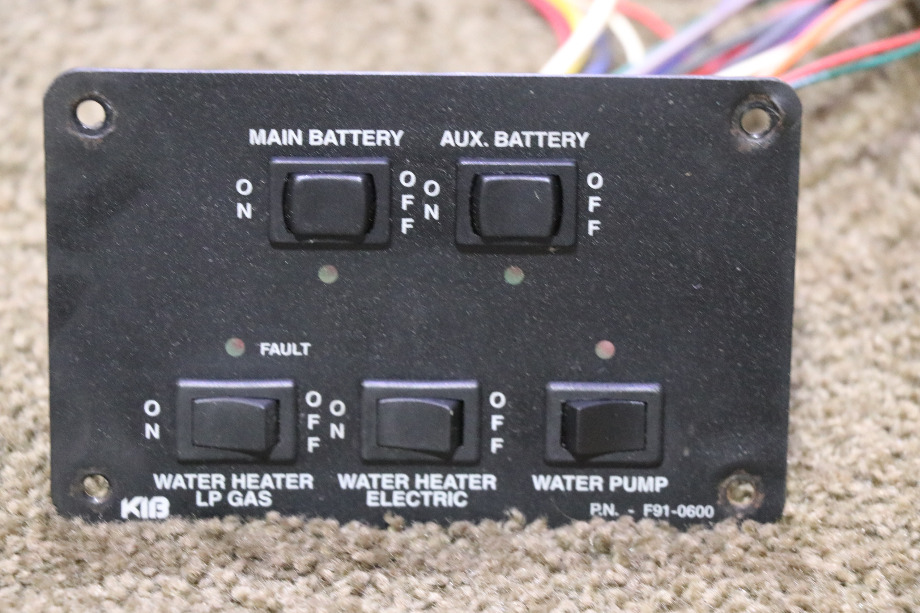 USED F91-0600 KIB BATTERY AND WATER SWITCH PANEL RV PARTS FOR SALE RV Components 