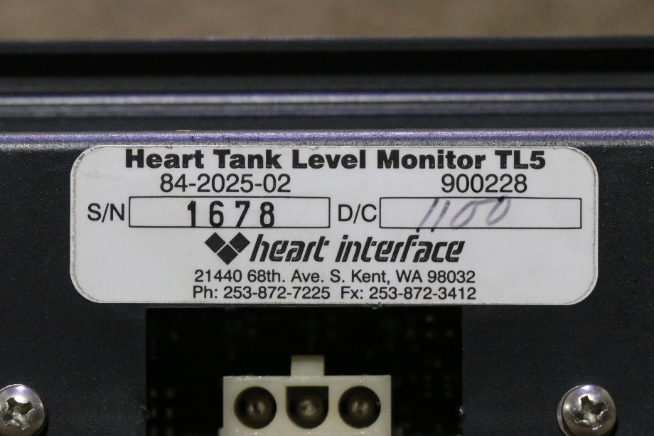 USED HEART INTERFACE TANK LEVEL MONITOR TL5 84-2025-02 RV/MOTORHOME PARTS FOR SALE RV Components 