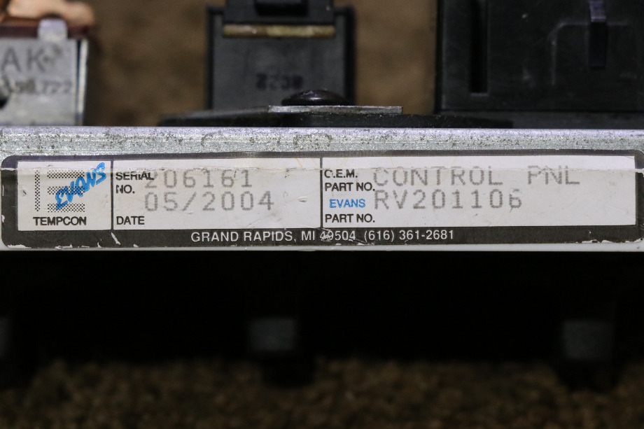 USED RV201106 EVANS TEMPCON DASH AC CONTROL PANEL RV PARTS FOR SALE RV Components 