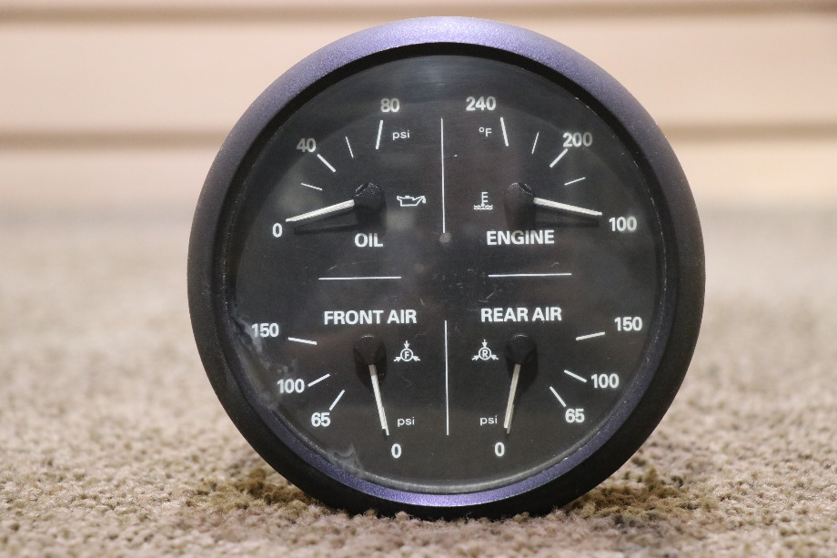 USED RV/MOTORHOME FREIGHTLINER 4 IN 1 OIL / ENGINE / FRONT / REAR DASH GAUGE 6913-00168-11 FOR SALE RV Components 
