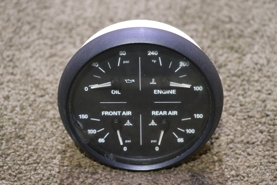USED RV/MOTORHOME FREIGHTLINER 4 IN 1 OIL / ENGINE / FRONT / REAR DASH GAUGE 6913-00168-11 FOR SALE RV Components 