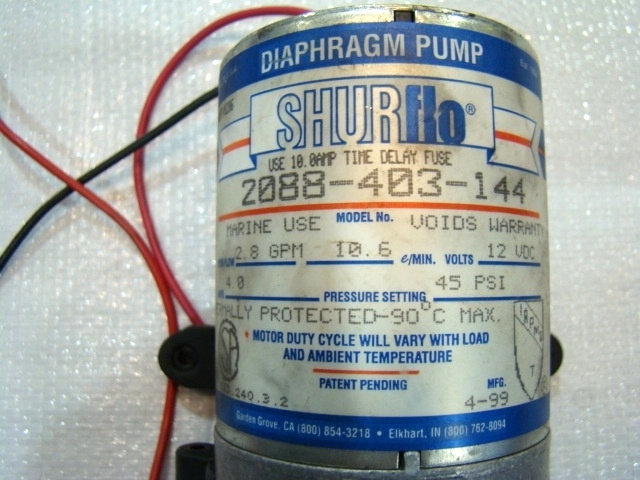 USED SHURFLO DIAPHRAGM WATER PUMP P/N: 2088-403-144 RV Components 