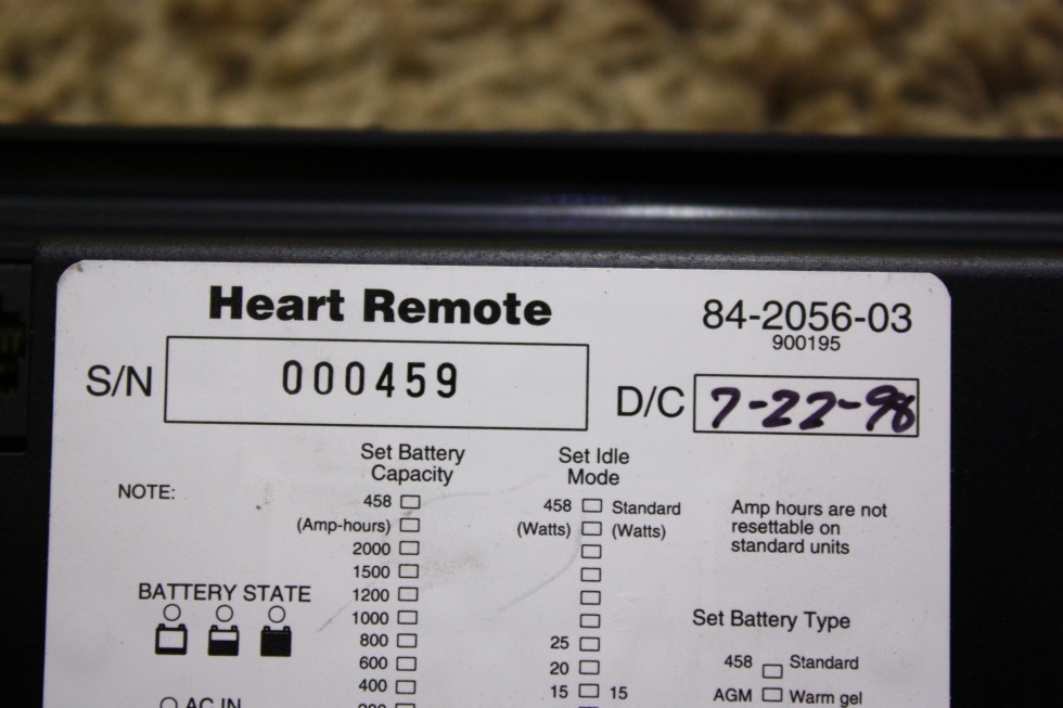 USED RV HEART INTERFACE 84-2056-03 REMOTE FOR SALE RV Components 