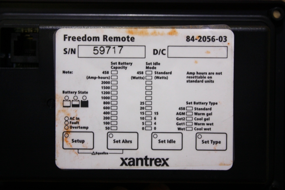 USED MOTORHOME XANTREX FREEDOM REMOTE 84-2056-03 RV PARTS FOR SALE RV Components 