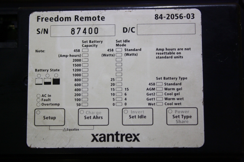 USED MOTORHOME XANTREX FREEDOM REMOTE 84-2056-03 FOR SALE RV Components 