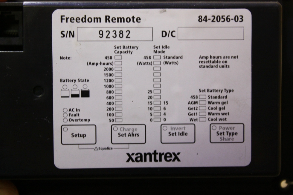 USED XANTREX FREEDOM REMOTE 84-2056-03 RV PARTS FOR SALE RV Components 