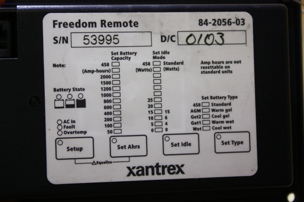 USED 84-2056-03 XANTREX FREEDOM REMOTE RV PARTS FOR SALE RV Components 