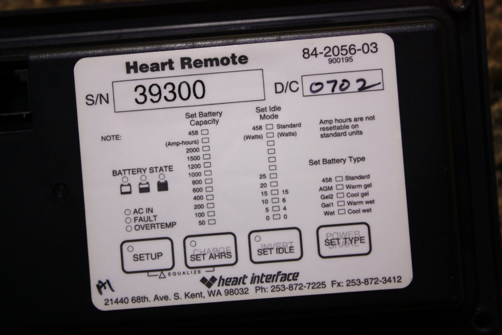 USED XANTREX HEART REMOTE 84-2056-03 RV PARTS FOR SALE RV Components 
