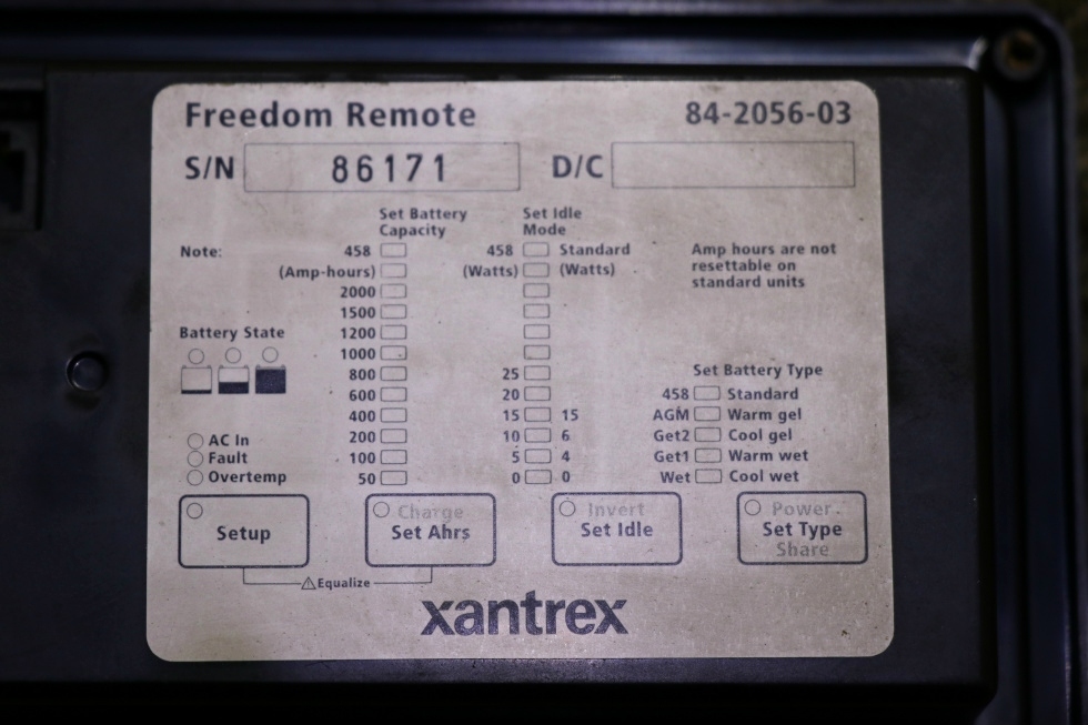 USED RV 84-2056-03 XANTREX FREEDOM REMOTE MOTORHOME PARTS FOR SALE RV Components 