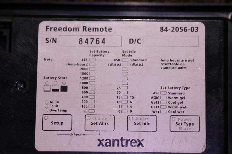 USED MOTORHOME 84-2056-03 XANTREX FREEDOM REMOTE PANEL RV PARTS FOR SALE RV Components 