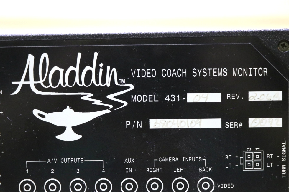 USED RV 38040109 ALADDIN VIDEO COACH SYSTEMS MONITOR MOTORHOME PARTS FOR SALE RV Components 