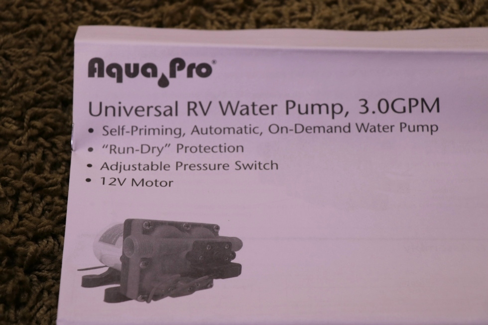 AQUA PRO MODEL: AP3000 UNIVERSAL 12V 3.0 GPM WATER PUMP RV PARTS FOR SALE RV Components 