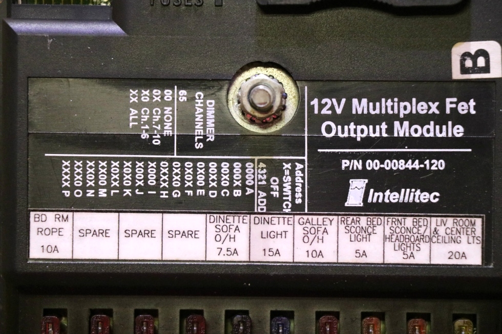 USED MOTORHOME 00-00844-120 12V MULTIPLEX FET OUTPUT MODULE BY INTELLITEC RV PARTS FOR SALE RV Components 