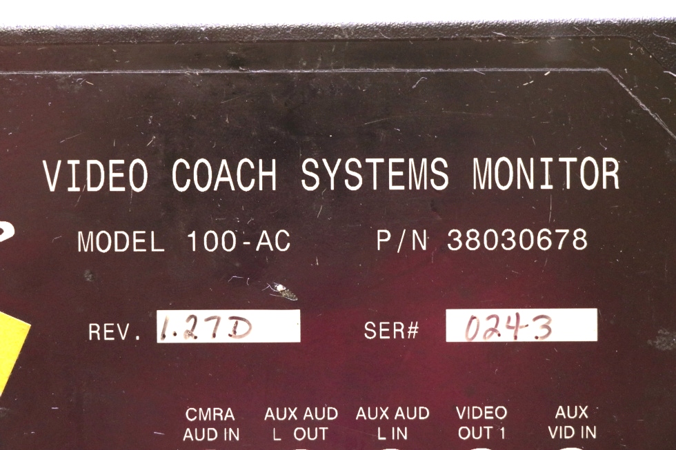 USED RV ALADDIN VIDEO COACH SYSTEMS MONITOR 38030678 MOTORHOME PARTS FOR SALE RV Components 