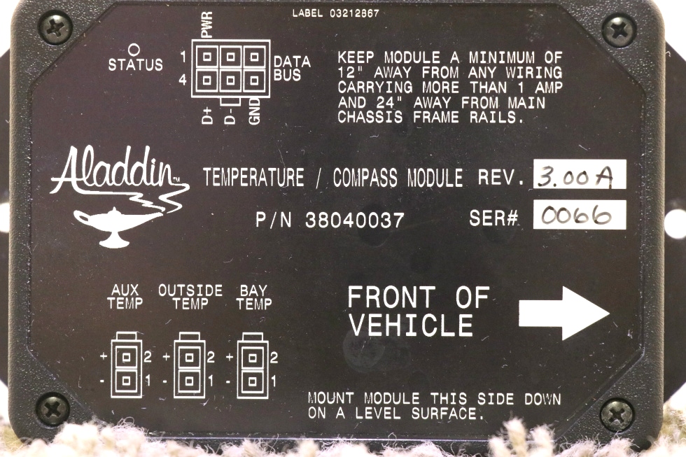 USED RV 38040037 TEMPERATURE / COMPASS MODULE ALADDIN RV PARTS FOR SALE RV Components 