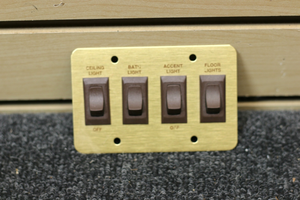 RV Components NEW 4 SWITCH LIGHT PANEL CEILING, READING. ACCENT