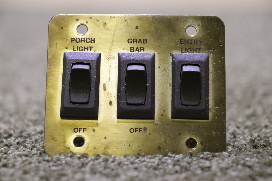 USED GOLD AND BROWN 3 SWITCH PANEL RV PARTS FOR SALE RV Components 